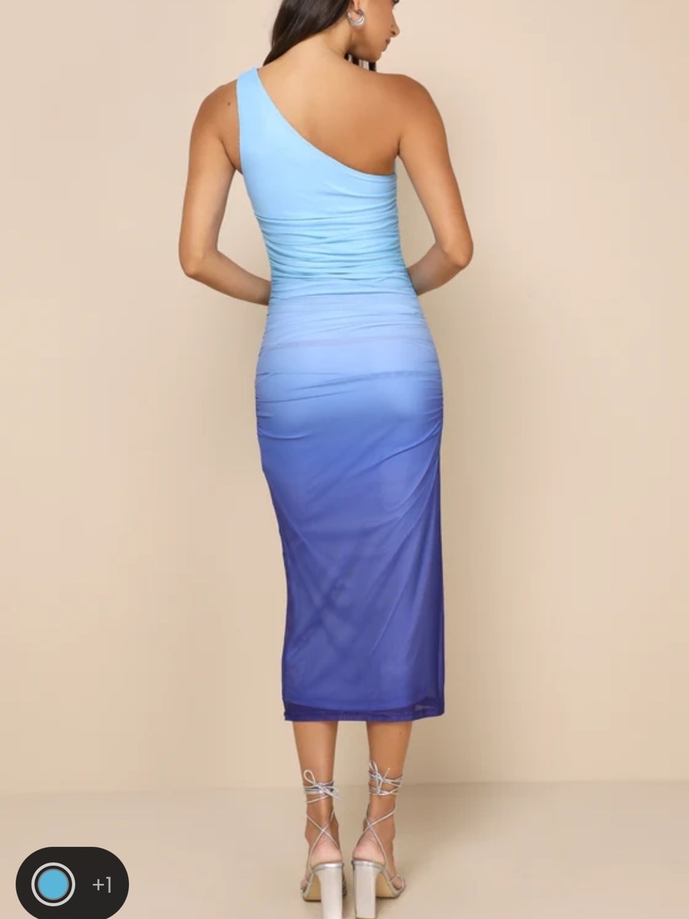 Lulus blue ombré one shoulder midi dress - Picture 2 of 3